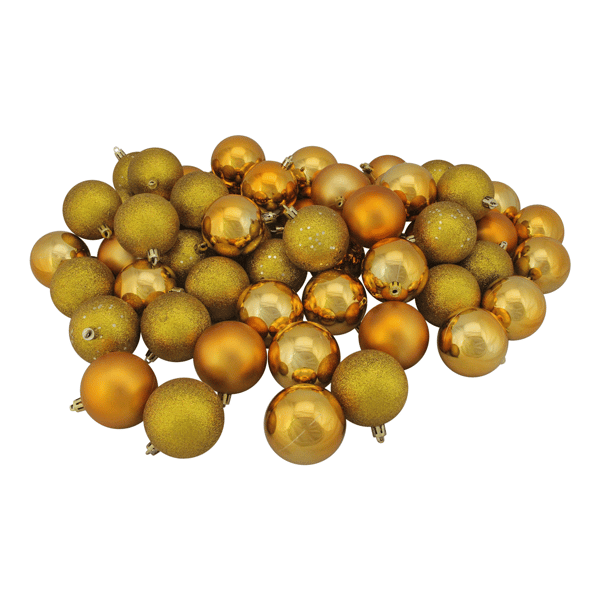 Northlight 60ct. Antique Gold 4-Finish Christmas Ball Ornaments