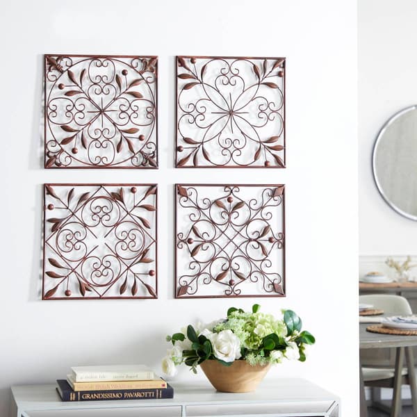 9th & Pike&#174; Rustic Style Square Floral Wall D&#233;cor - Set of 4
