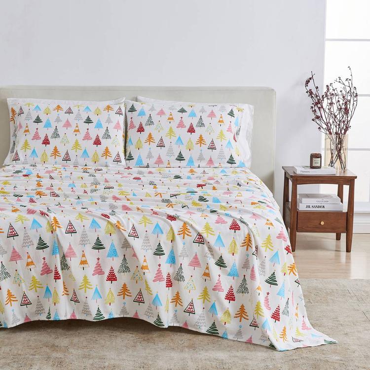 Freshfolds Cotton Happy Hillside Holiday 4pc. Flannel Sheet Set