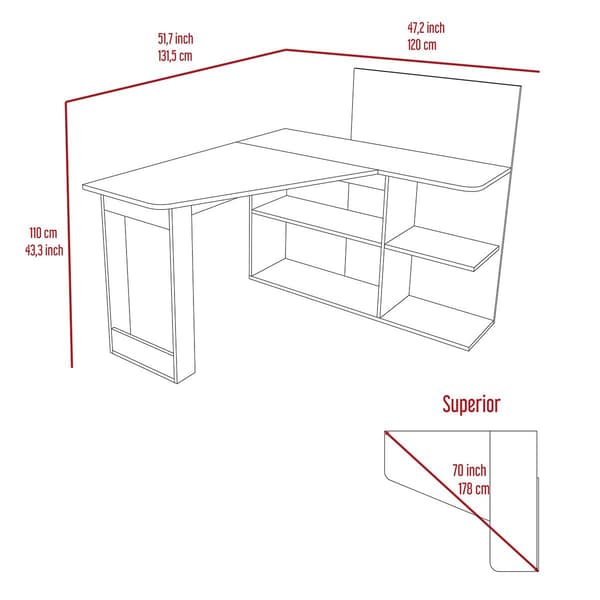 FM FURNITURE Fresno L-Shaped Computer Desk