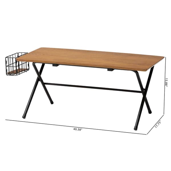 Baxton Studio Mariela Brown Low Profile Coffee Table w/ Basket