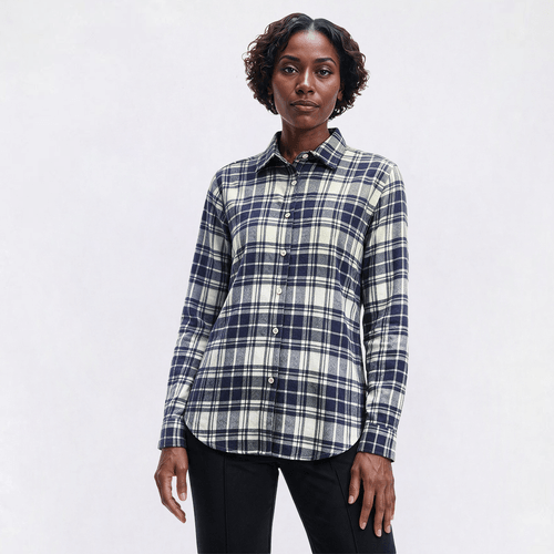 Womens Mountain Ridge Long Sleeve Plaid Flannel - Grisaille - image 