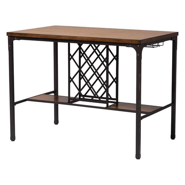 Baxton Studio Vintner Industrial Pub Table w/ Built-In Wine Cage