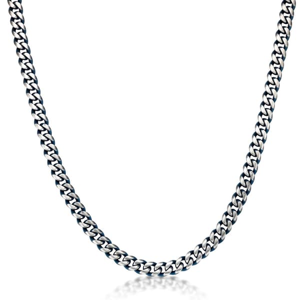 Mens Lynx Stainless Steel Blue Ion-Plated Foxtail Chain Necklace