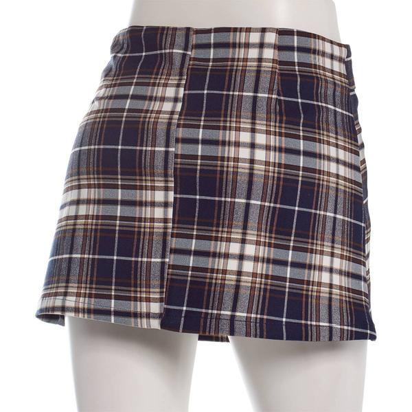 Juniors Zoe & Phoebe Plaid Millennium O-Ring Mini Skort