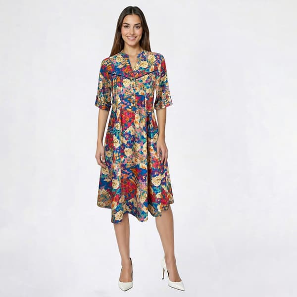 Womens Cocomo Floral Roll Tab Sleeve Gomez Shift Dress - image 