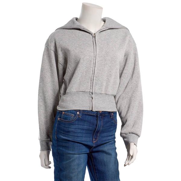 Juniors Derek Heart Sailor Collar Dolman Sleeve Fleece Zip Up - image 