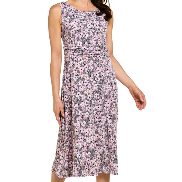 Womens Connected Apparel Sleeveless Ruched Waist Midi Dress