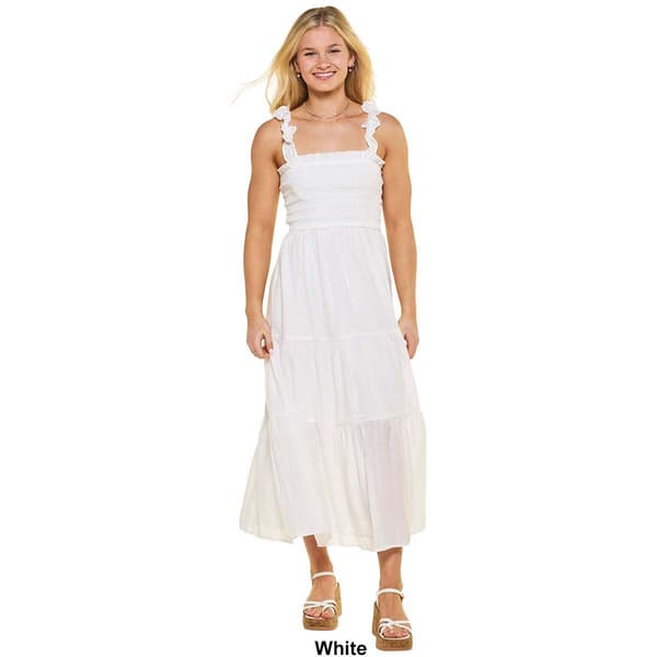 Juniors Love Tree Smocked Bodice Tier Gauze Maxi Dress