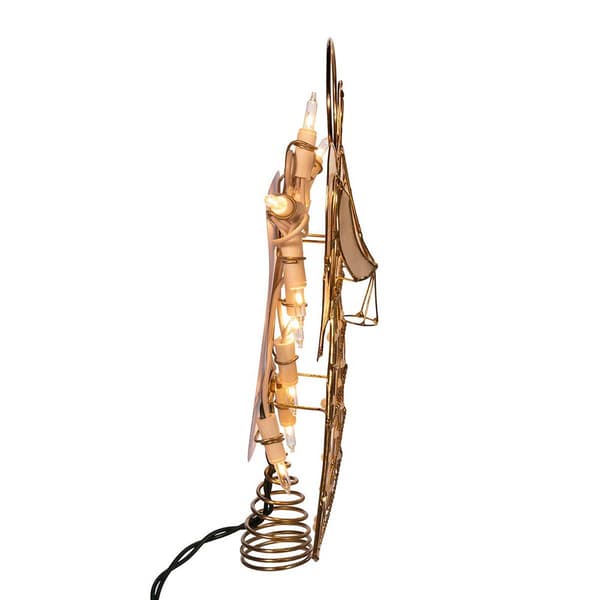 Kurt Adler 10-Light Capiz Angel Treetop w/ Scroll Design & Pearls
