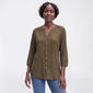 Womens Preswick & Moore® 3/4 Sleeve Gauze Button Front Blouse - image 1