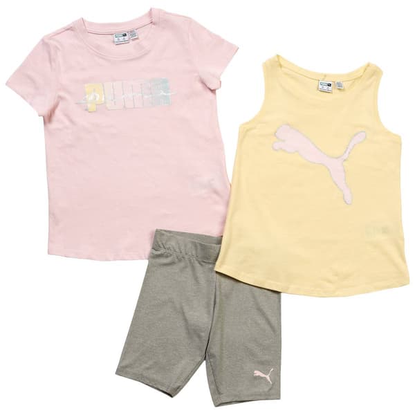 Girls &#40;4-6x&#41; Puma 3pc. Short Sleeve Tee & Shorts Set - image 