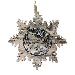 Northlight Seasonal 6in. Wooden Snowflake with Bird Ornament