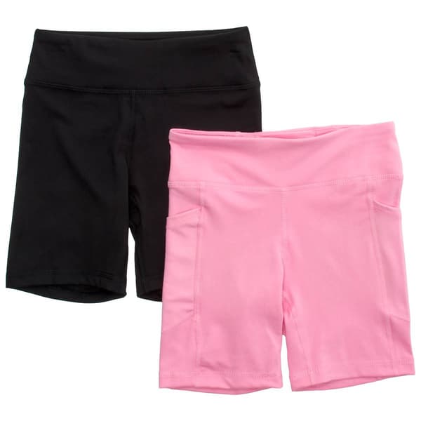 Girls (7-12) 90 Degree(R) by Reflex 2pk. Bike Shorts - Solid - image 
