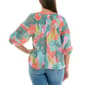 Womens Zac & Rachel 3/4 Sleeve Keyhole Neck Tropical Blouse - image 2