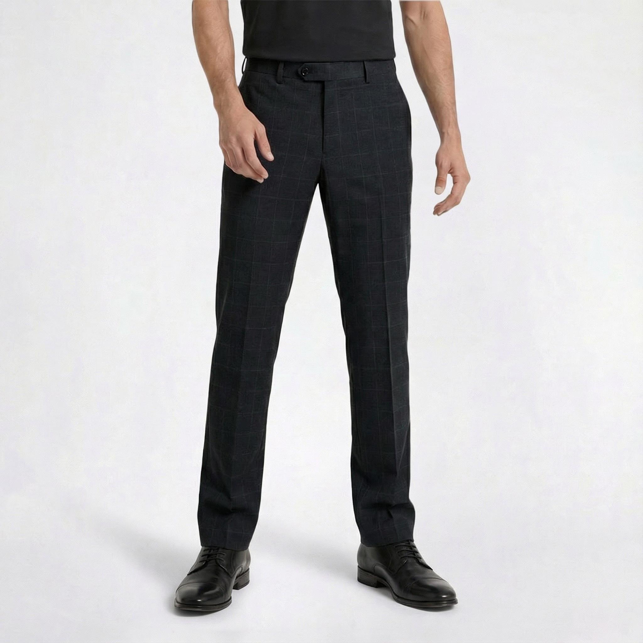 Mens Tommy Hilfiger Windowpane Dress Pants - Grey/Brown