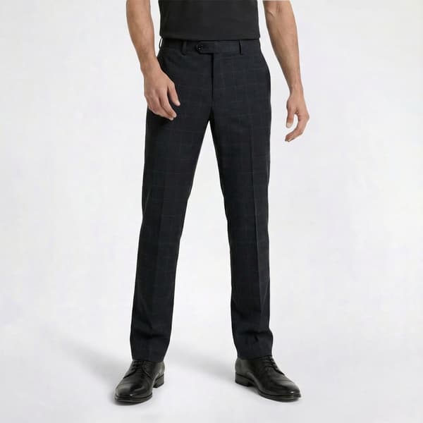 Mens Tommy Hilfiger Windowpane Dress Pants - Grey/Brown