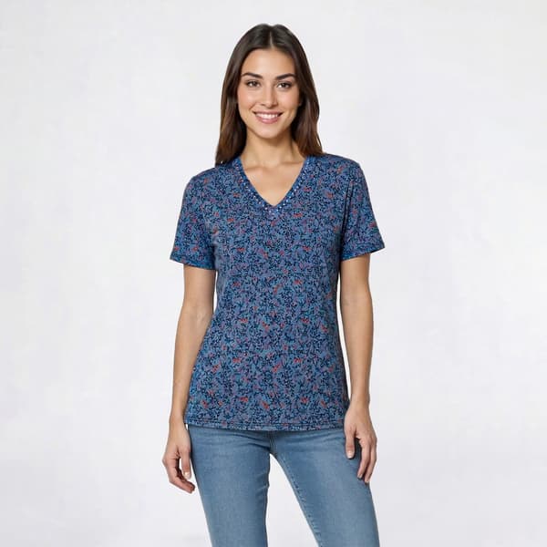 Womens Hasting & Smith Short Sleeve Floral V Neck Tee