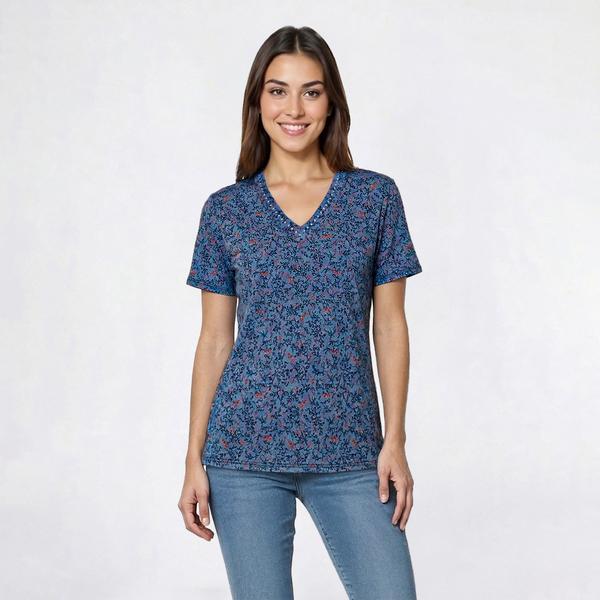 Womens Hasting & Smith Short Sleeve Floral V Neck Tee - image 