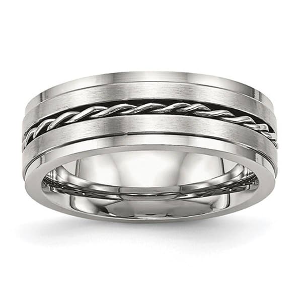 Mens Gentlemen's Classics&#40;tm&#41; Twisted Silver 7mm Wedding Band - image 