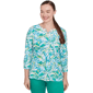 Plus Size Ruby Rd. Paradise Cove Tossed Leaves Embellished Knit - image 1
