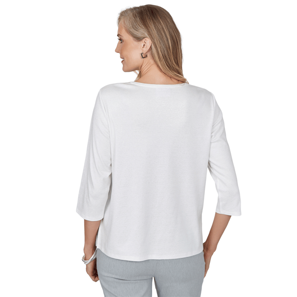 Petite Alfred Dunner Vail Pearl Snowflake Embroidered Blouse