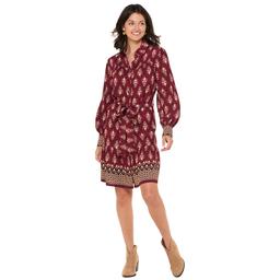 Womens Figueroa & Flower L/S Border Print Shirtdress