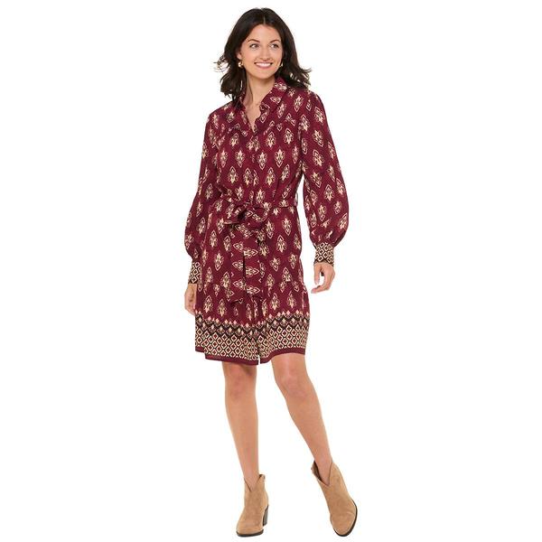 Womens Figueroa & Flower L/S Border Print Shirtdress