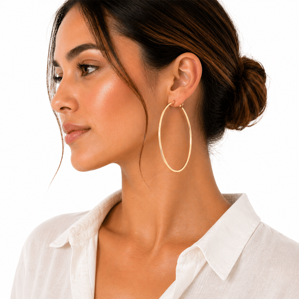 Saffron 80mm 18kt. Gold Polished Round Bottom Hoop Earrings