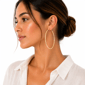Saffron 80mm 18kt. Gold Polished Round Bottom Hoop Earrings - image 2