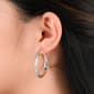 Forever New Sterling Silver Diamond Cut Knife Edge Hoop Earrings - image 2