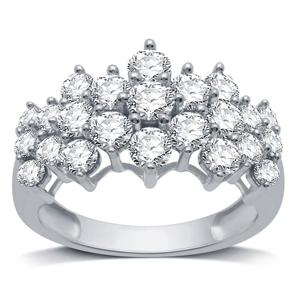 Nova Star(R) Sterling Silver 2ctw. Lab Grown Diamond Cluster Ring