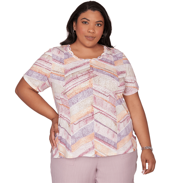 Plus Size Alfred Dunner Vintage Charm Chevron Geometric Tee - image 