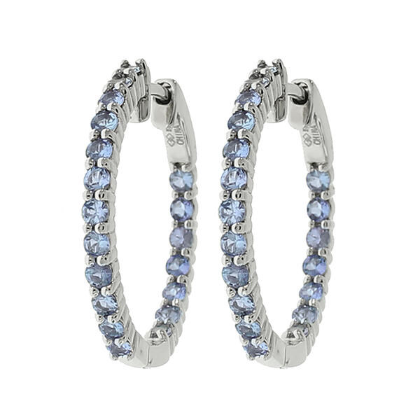 Precious Elegance&#40;tm&#41; Tanzanite & White Zircon Hoop Earrings - image 