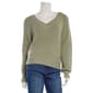 Juniors Pink Rose Shaker Raglan V-Neck Meet & Greet Sweater - image 1