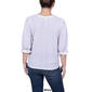 Petite NY Collection 3/4 Sleeve Eyelet Tie Front Button Down - image 2