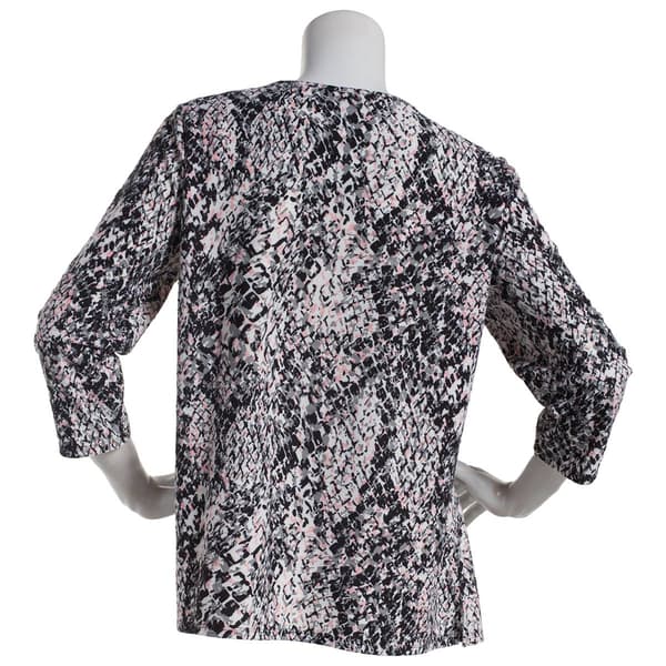 Plus Size Emily Daniels 3/4 Sleeve Print Jacquard Knit Tunic Top