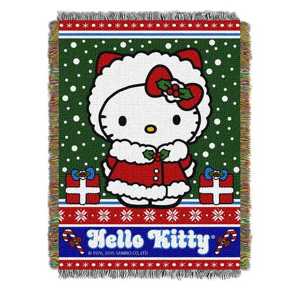 Northwest Hello Kitty&#40;R&#41; Snowy Kitty Woven Tapestry Throw - image 