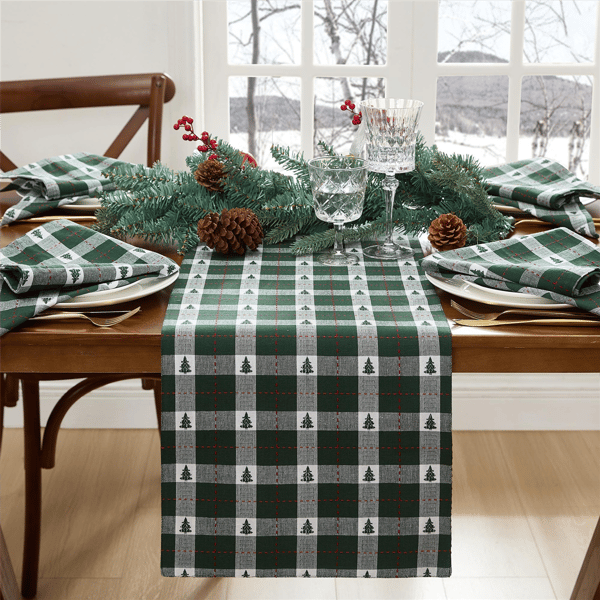 Threadmade Sherwood Tree Dobby Cotton Table Runner