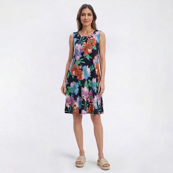 Womens Nina Leonard Sleeveless Floral Pocket Shift Dress