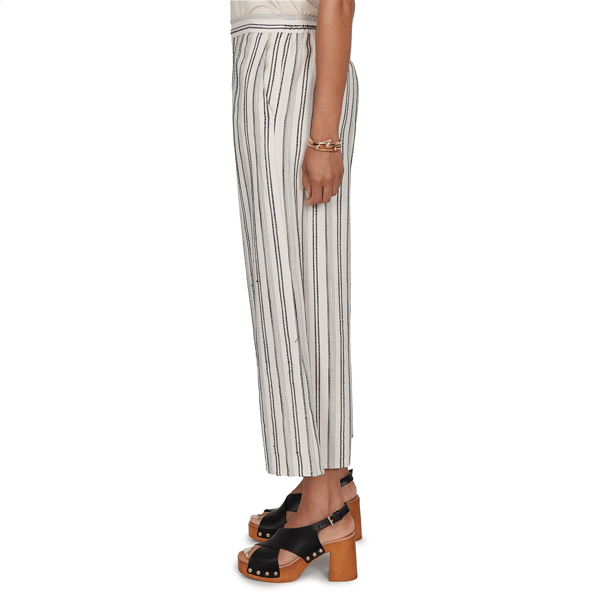 Womens Ruby Rd. Tropical Noir Pull On Stripe Wide Leg Pants