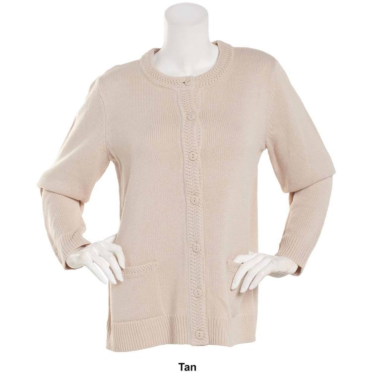 Womens Hasting & Smith Long Sleeve Solid Button Front Cardigan