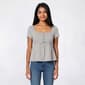 Juniors Pink Rose Short Sleeve Jersey Square Neck Peplum Top - image 1