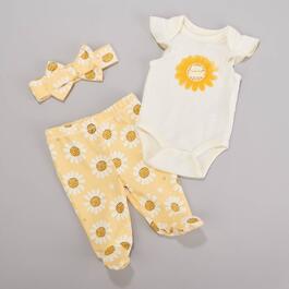 Baby Girl &#40;NB-9M&#41; Sterling Baby 3pc. Sunshine Footie Pant Set