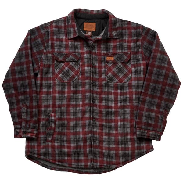 Mens Big & Tall Mountain Ridge Fleece Shirt Jacket - Wine/Ash