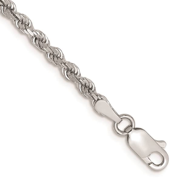 Gold Classics(tm) 2.75mm. 14k White Diamond Cut Rope Bracelet - image 