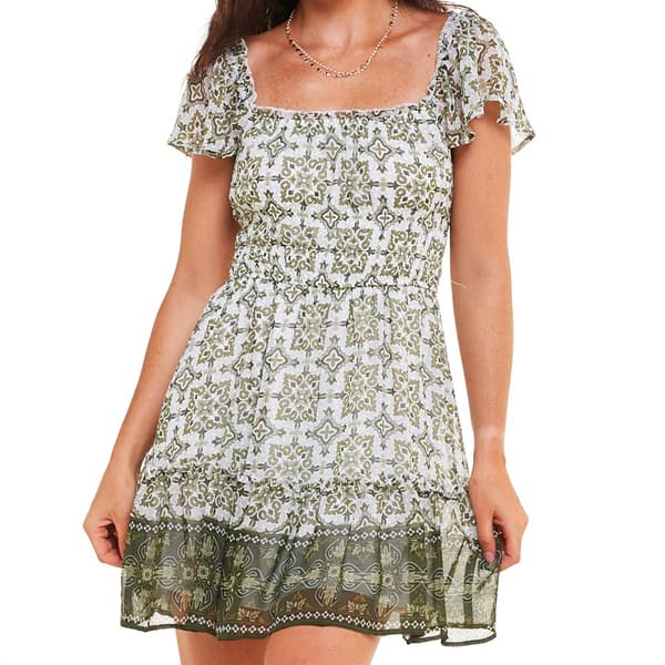 Junior Trixxi Sage Chiffon A-Line Sundress