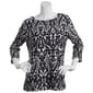 Womens Emily Daniels 3/4 Sleeve Scroll Embossed Scoop Neck Tee - image 1