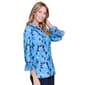Petite Multiples 3/4 Flounce Sleeve Abstract Squares Blouse - image 3