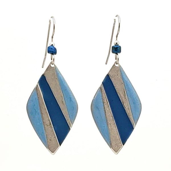 Silver Forest Silver & Blue Color Block Diamond-Shape Earrings - image 
